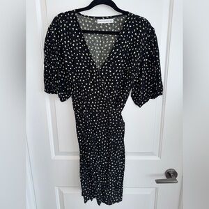 Faithfull The Brand Black Floral Wrap Mini Dress